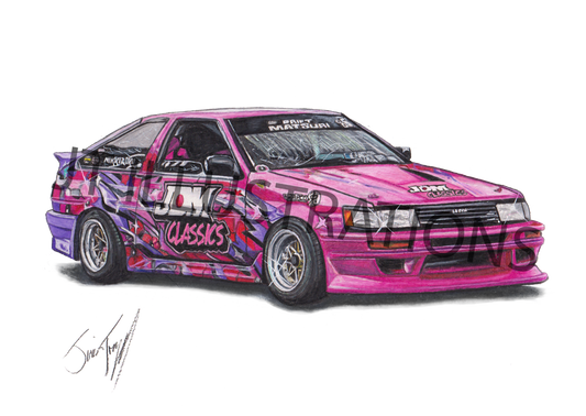 AE86 drift car print